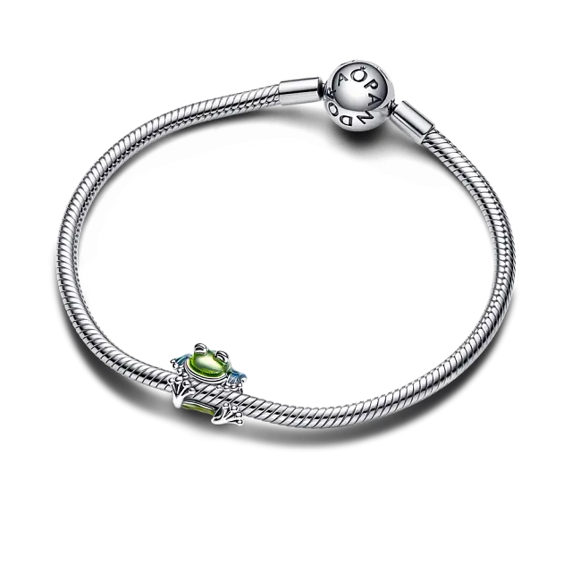Серебряная подвеска "Лягушка" с прозрачной синей и зеленой эмалью
