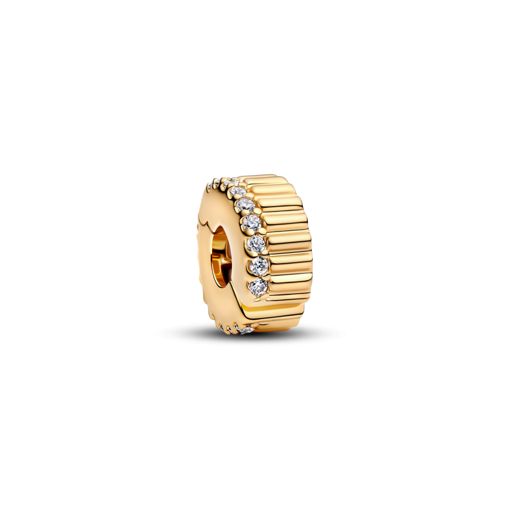 14k gold-plated clip with clear cubic zirconia and silicone grip