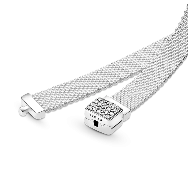 Сетчатый браслет PANDORA Reflexions из стерлингового серебра с прозрачным кубическим цирконием