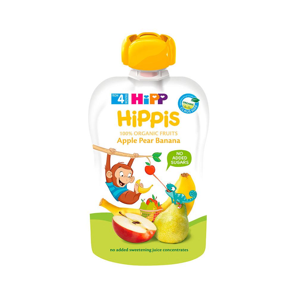 Пюре HiPP из яблок груш бананов 4м+ 100 гр