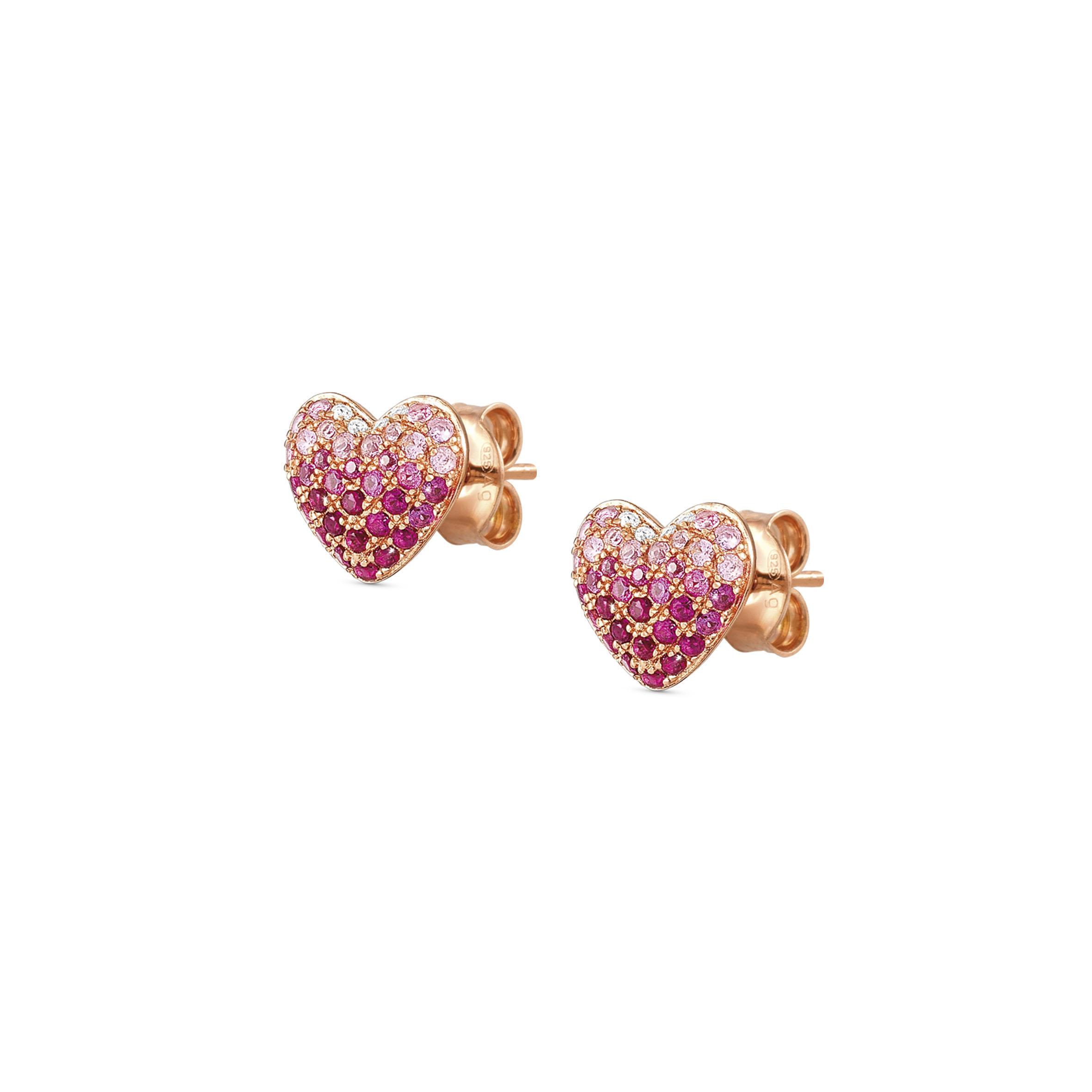 CRYSALIS earrings in 925 sterling silver BI-TONE fin, and cz (004_Heart)