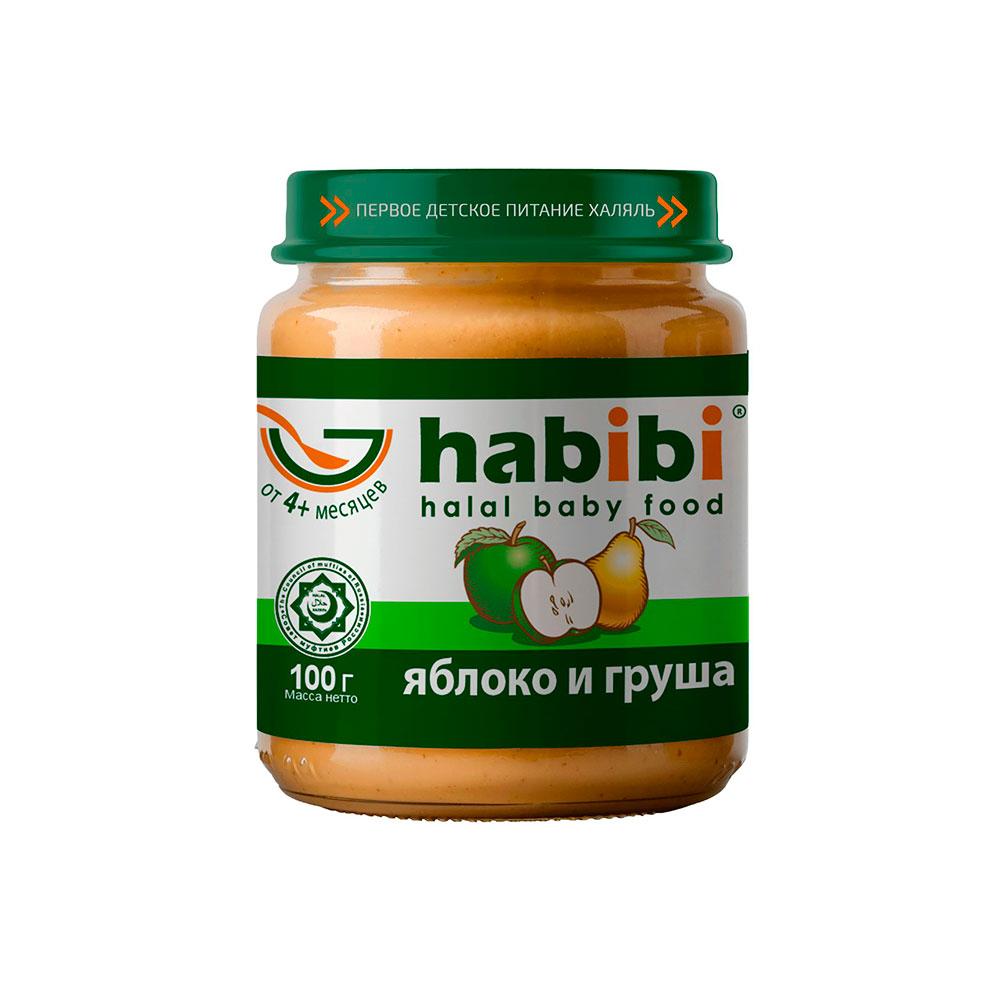 Пюре Habibi яблоко и груша без сахара 4м+ 100 гр