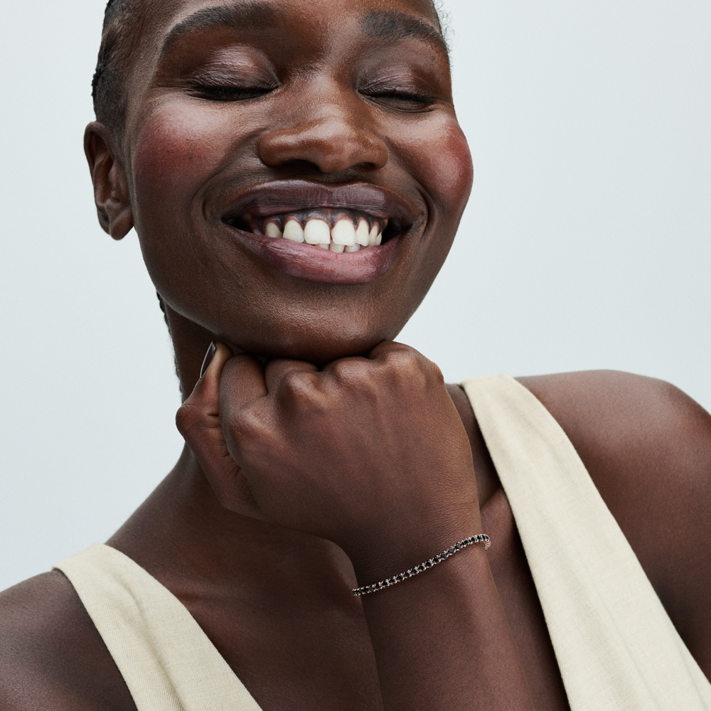 14k Rose gold-plated bracelet with black crystal 14k Rose gold-plated bracelet with black crystal