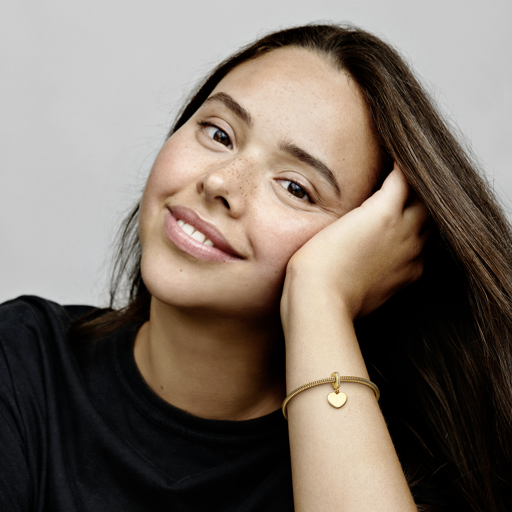 Engravable 14k gold-plated dangle with clear cubic zirconia