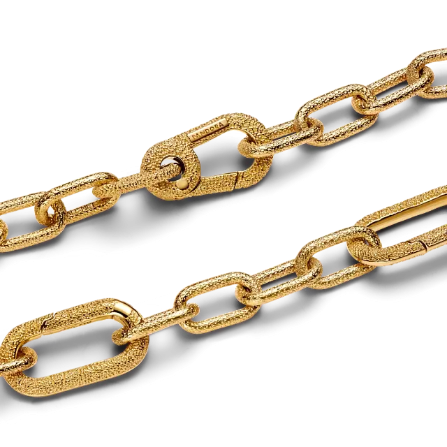 Textured 14k gold-plated link bracelet with 2 openable links