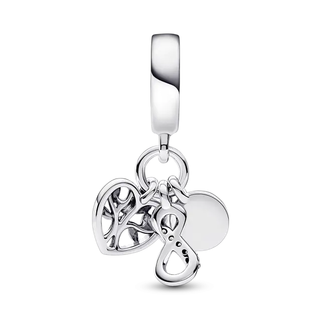 Infinity, disc and heart sterling silver dangle with clear cubic zirconia Infinity, disc and heart sterling silver dangle with clear cubic zirconia