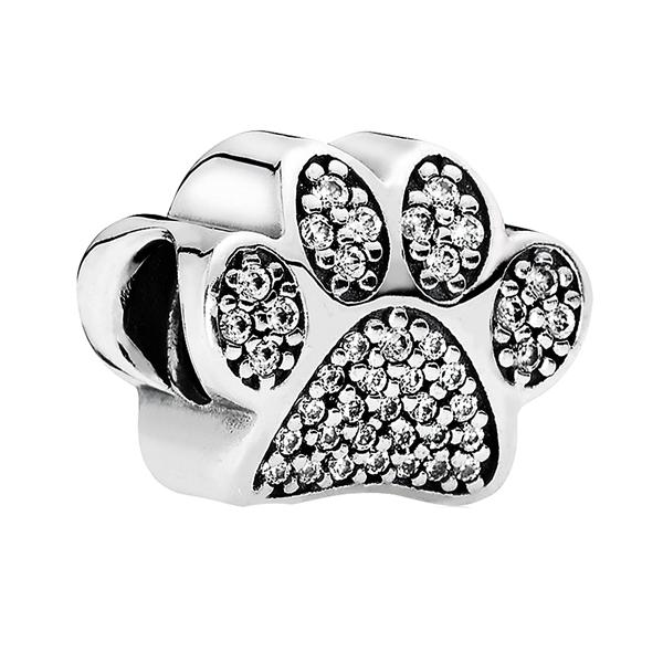 Paw silver charm with cubic zirconia Paw silver charm with cubic zirconia