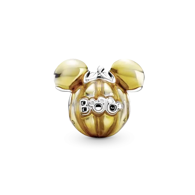Серебряный шарм Disney Mickey Pumpkin с прозрачной оранжевой эмалью