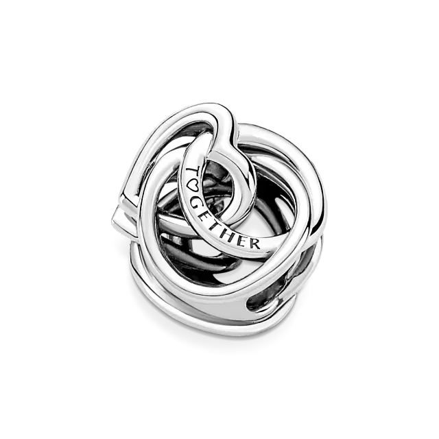 Серебряный шарм в форме сердца в окружении