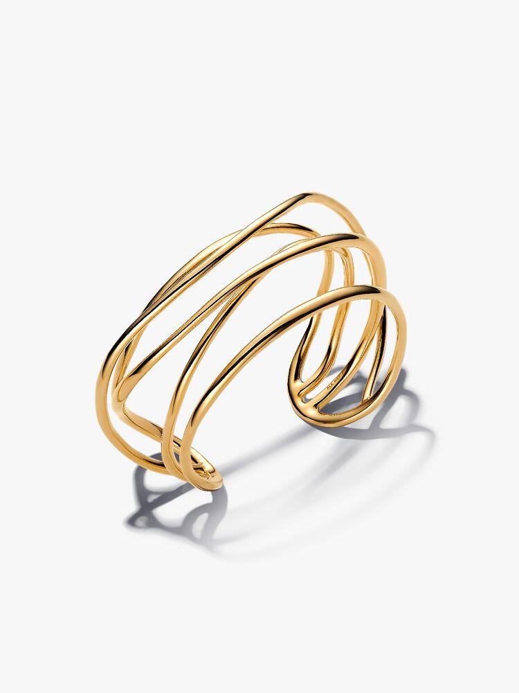 Organically wired 14k gold-plated open bangle