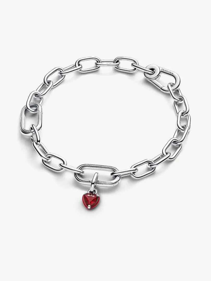Heart sterling silver mini dangle with salsa red crystal and red enamel