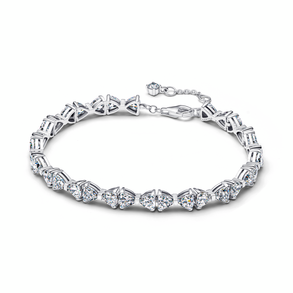 Bow sterling silver bracelet with clear cubic zirconia
