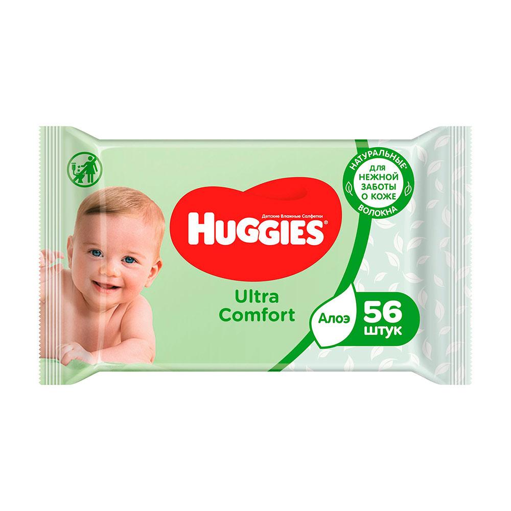 Влажные салфетки Huggies Ultra Comfort Aloe 0м+ 56 шт