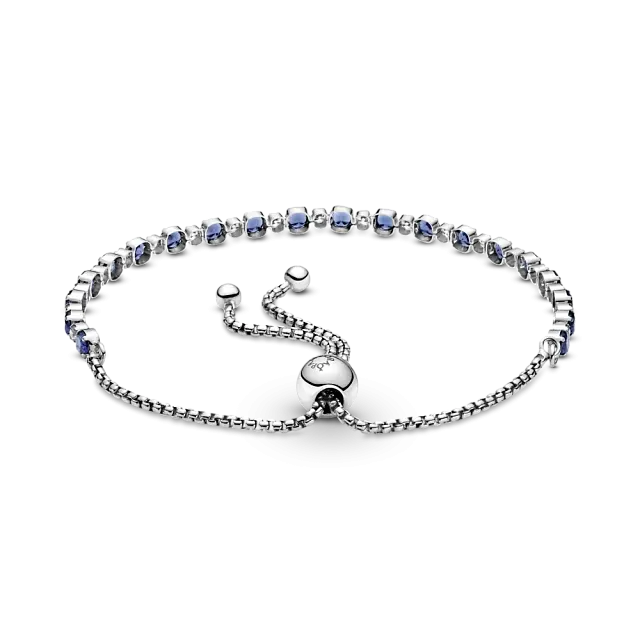 Браслет из стерлингового серебра с родиевым покрытием, кристаллом лунно-голубого цвета и прозрачным кубическим цирконием
