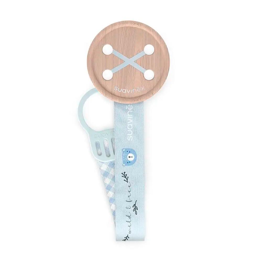 Ленточный держатель для пустышки Suavinex WIld голубой