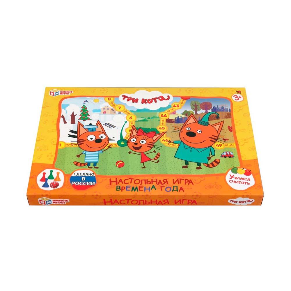 Настольная Умные игры игра-ходилка Времена года Три кота