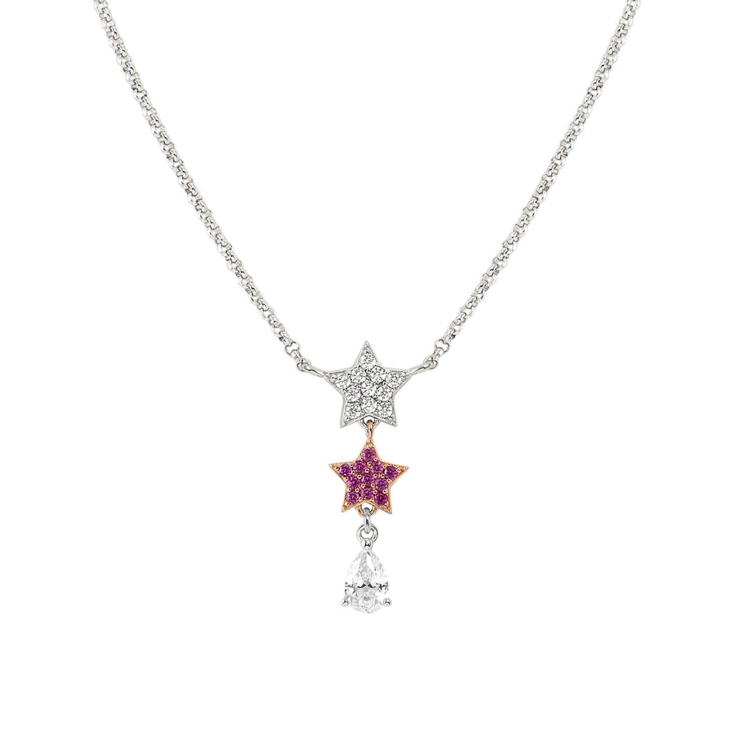 LUCENTISSIMA necklace in 925 sterling silver and cz (033_Rose Gold Star)
