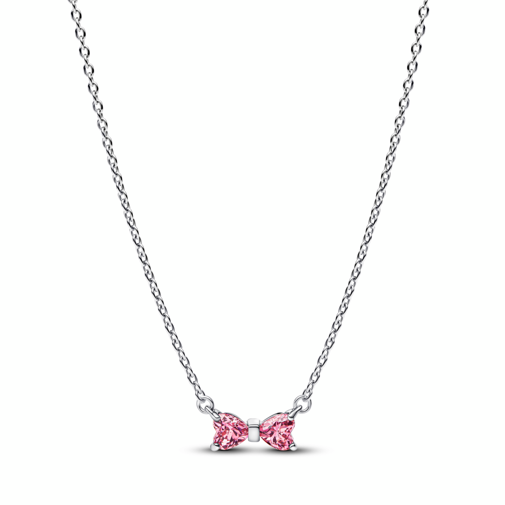 Bow sterling silver collier with fancy pink and clear cubic zirconia Bow sterling silver collier with fancy pink and clear cubic zirconia