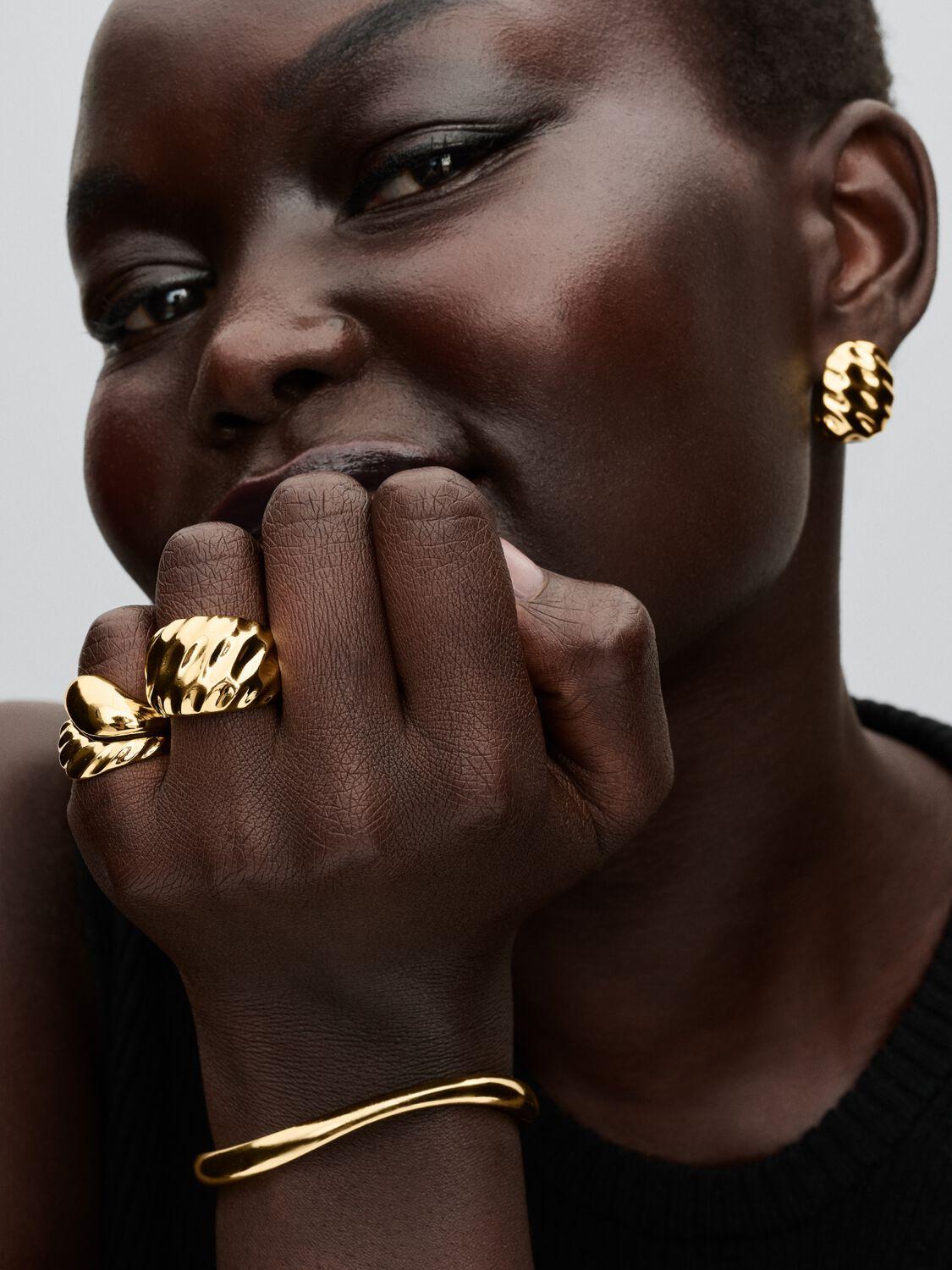 Rippled 14k gold-plated ring