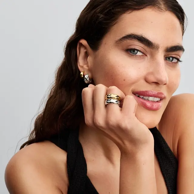 Rippled 14k gold-plated hoop earrings