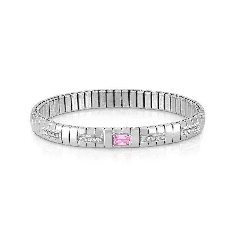 Bracelets XTE in steel, 925 sterling silver and Cubic Zirconia Baguette (003_PINK)