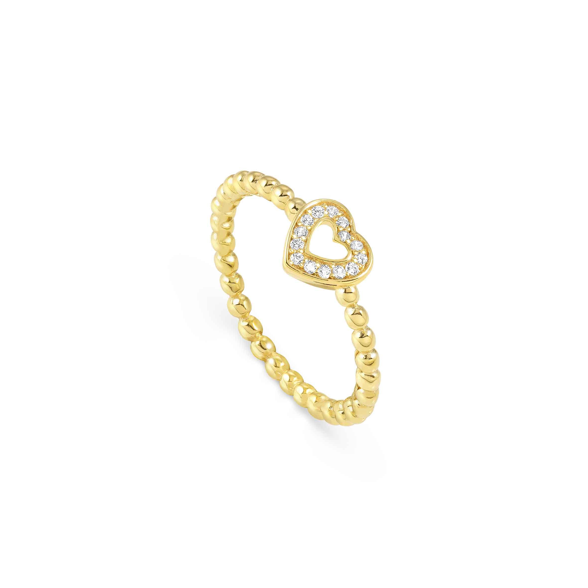 LOVECLOUD ring in 925 sterling silver and cz (008_Yellow Gold Heart-006_Size 15)