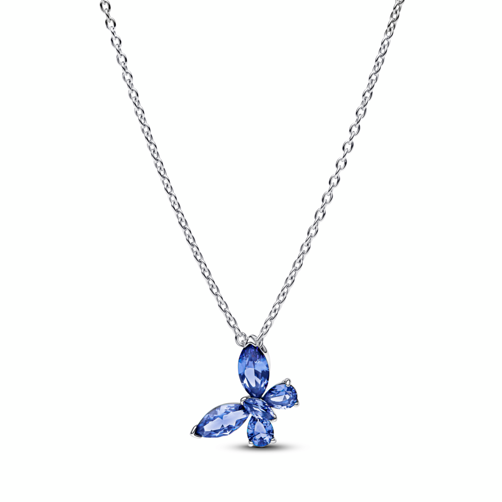 Butterfly sterling silver collier with cornflower blue crystal and clear cubic zirconia Butterfly sterling silver collier with cornflower blue crystal and clear cubic zirconia