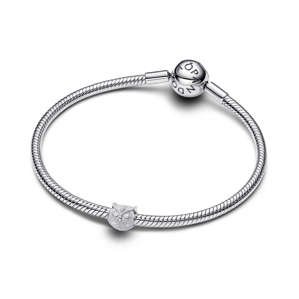 Textured owl sterling silver mini charm