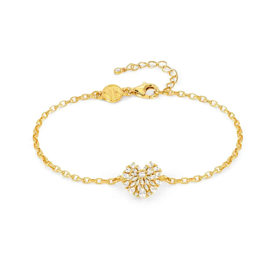 RAYOFLIGHT bracelet in 925 sterling silver and cubic zirconia (Gold Heart)