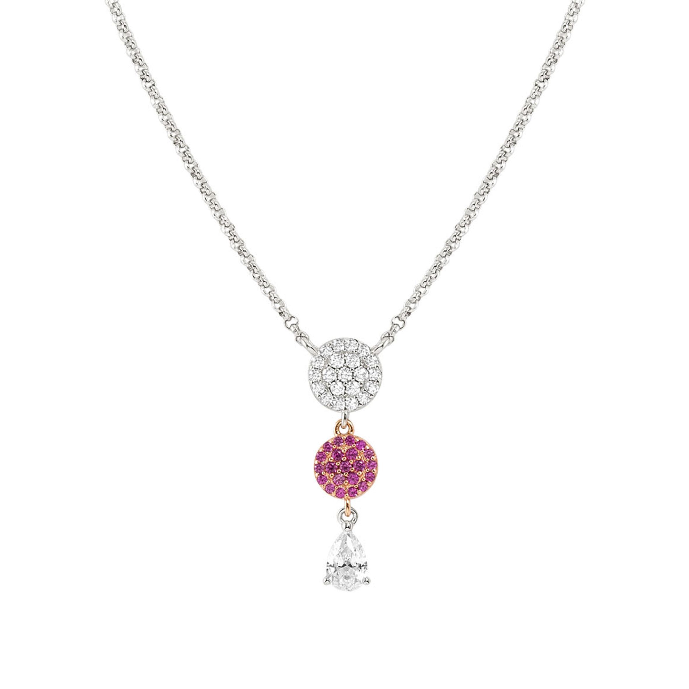 LUCENTISSIMA necklace in 925 sterling silver and cz (012_Rose Gold Round)