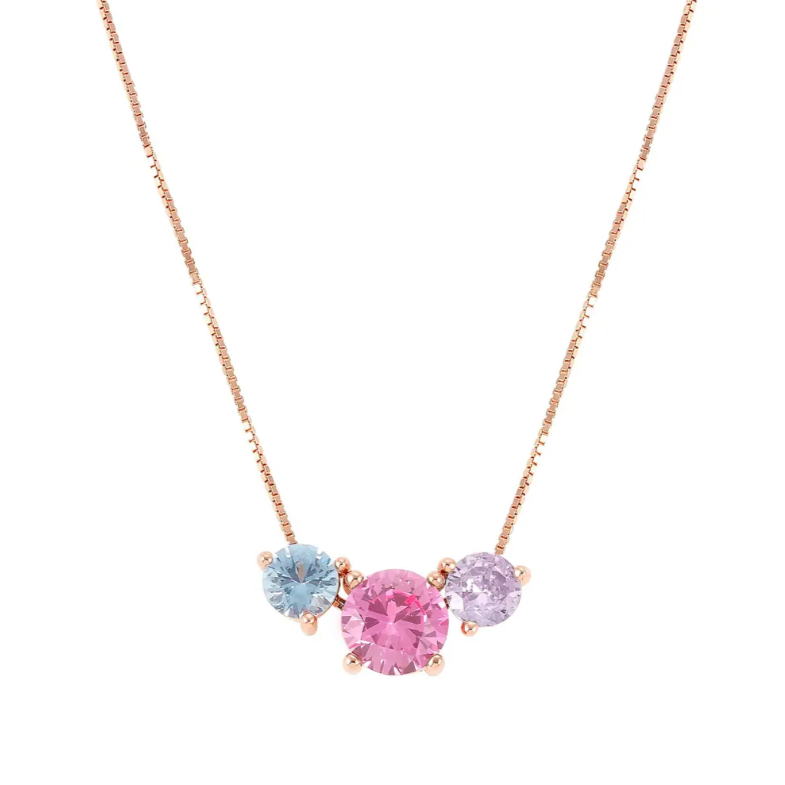 COLOR WAVE necklace in 925 sterling silver and cubic zirconia (Rose Gold)