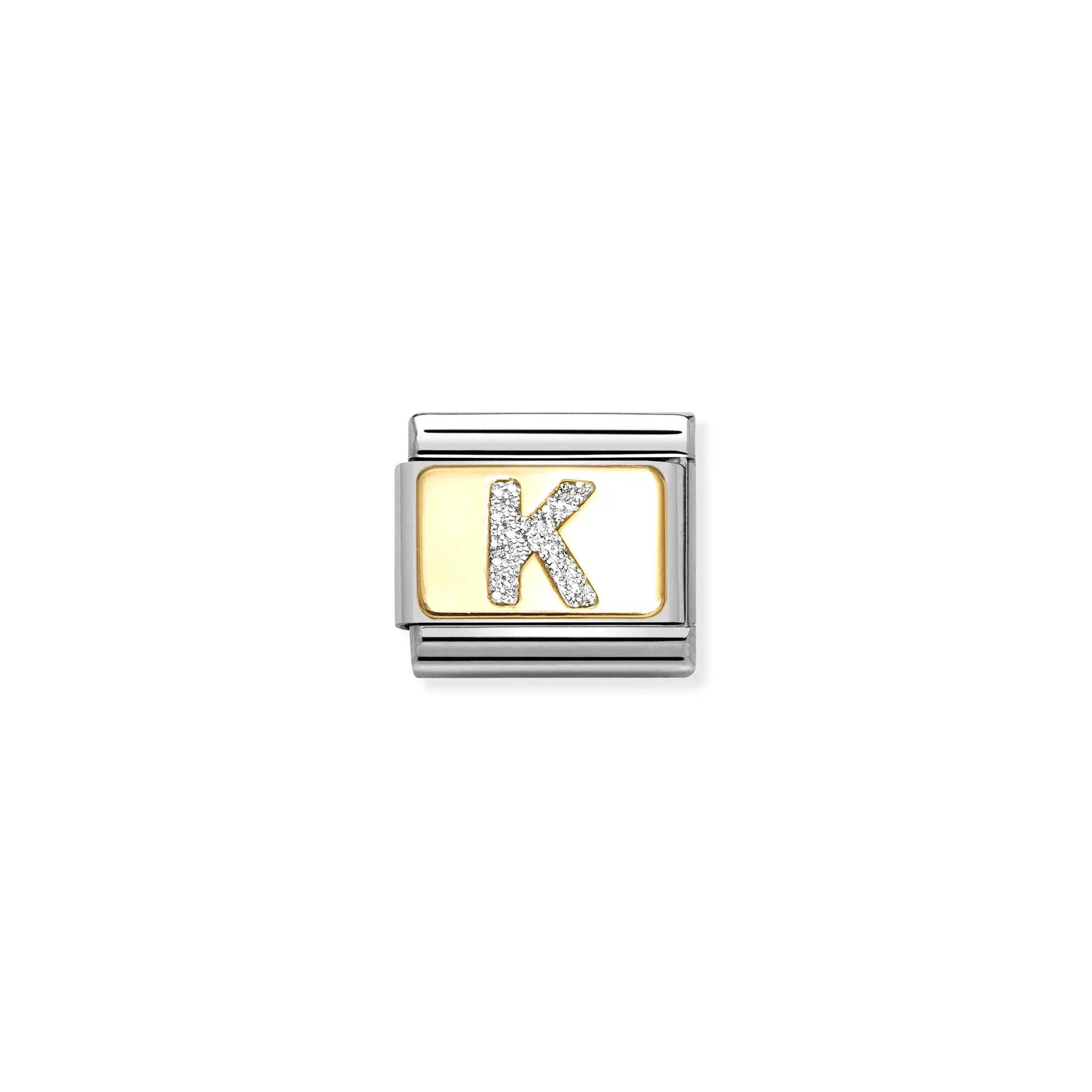 Composable Classic GLITTER LETTER steel, enamel and 18k gold (K)