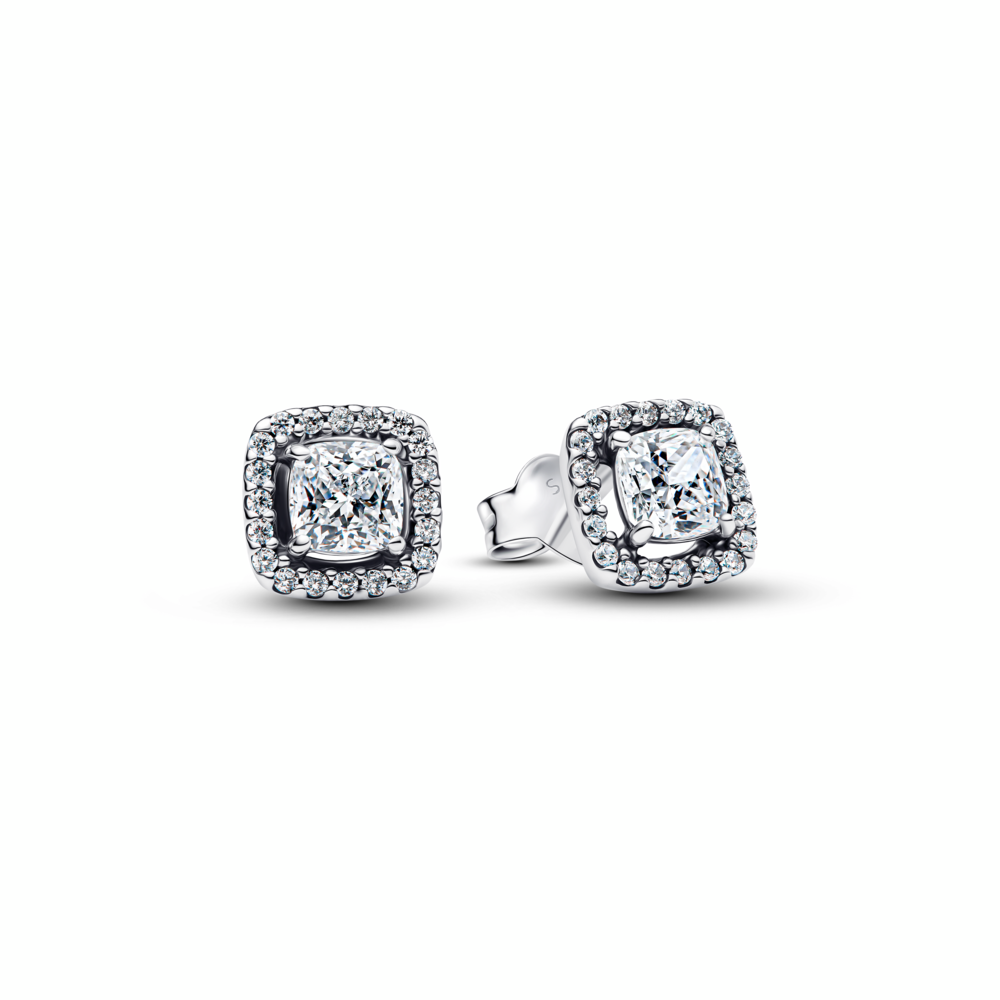 Sterling silver stud earrings with clear cubic zirconia