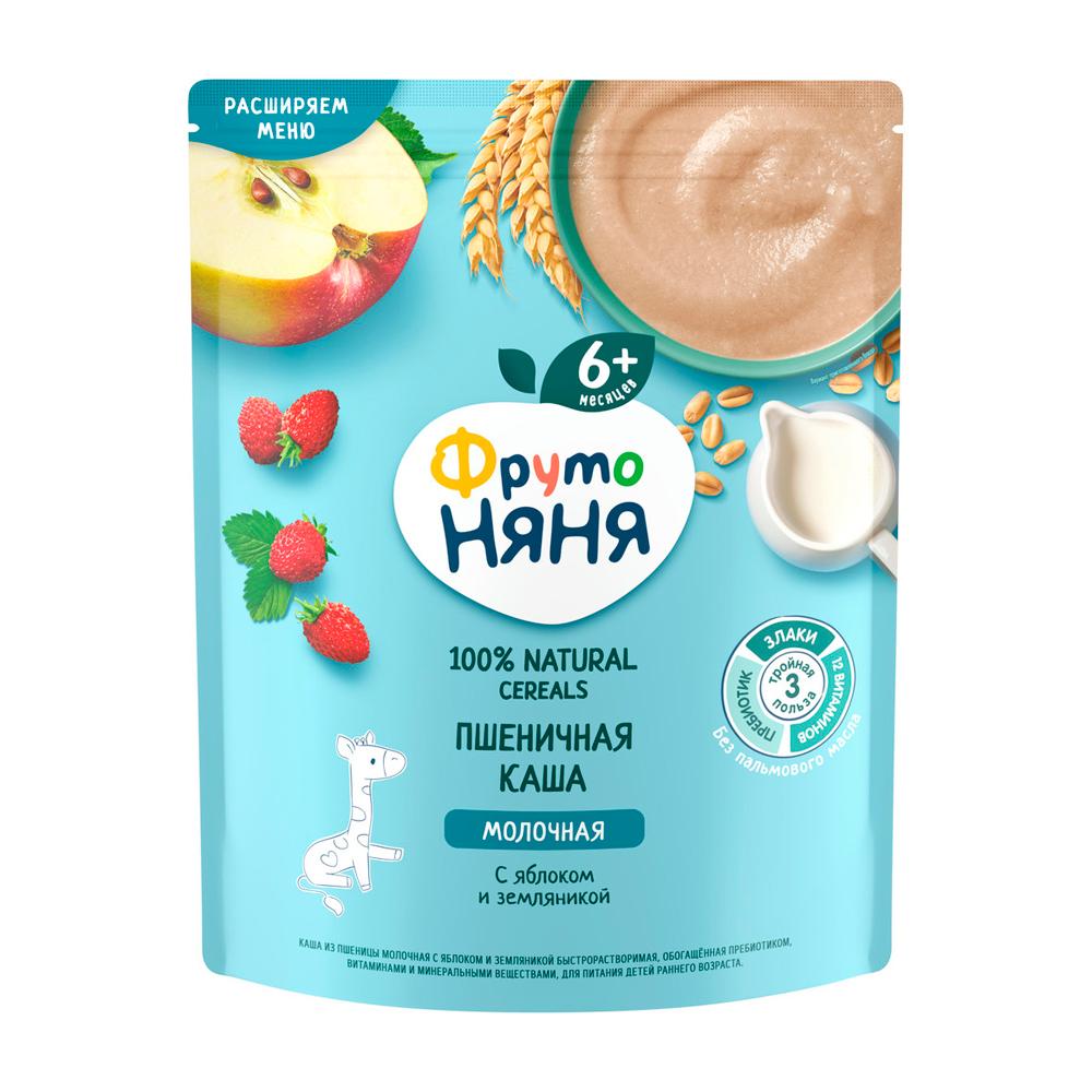Каша пшеничная ФрутоНяня молочная с яблоком и земляникой 6м+ 200гр Каша пшеничная ФрутоНяня молочная с яблоком и земляникой 6м+ 200гр