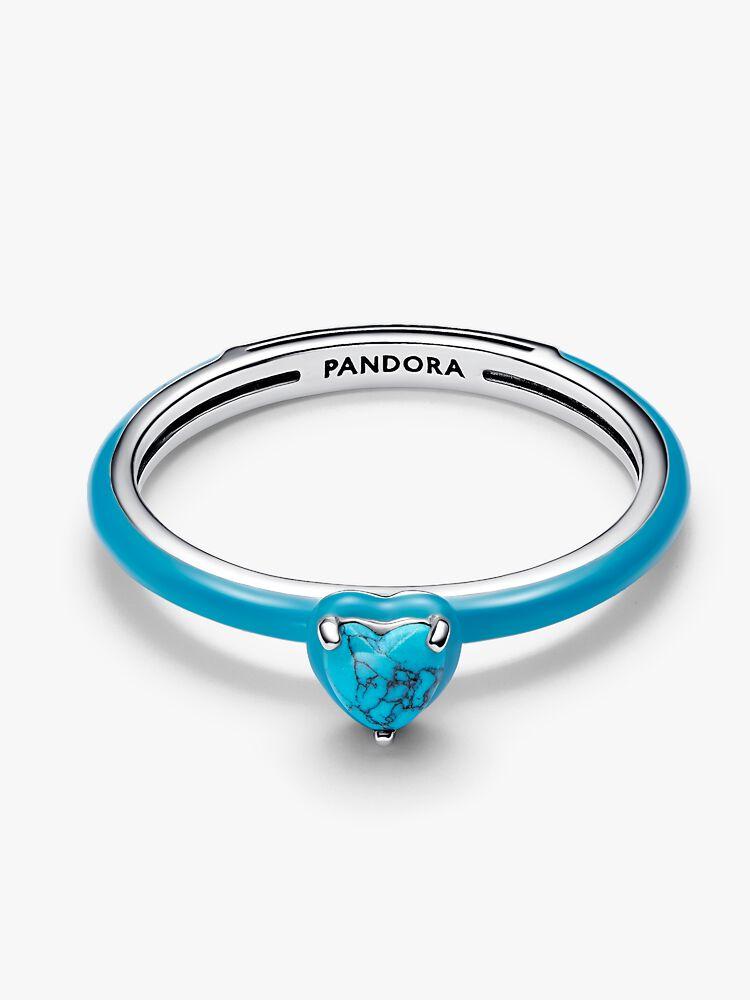 Heart sterling silver ring with imitation turquoise and turquoise enamel