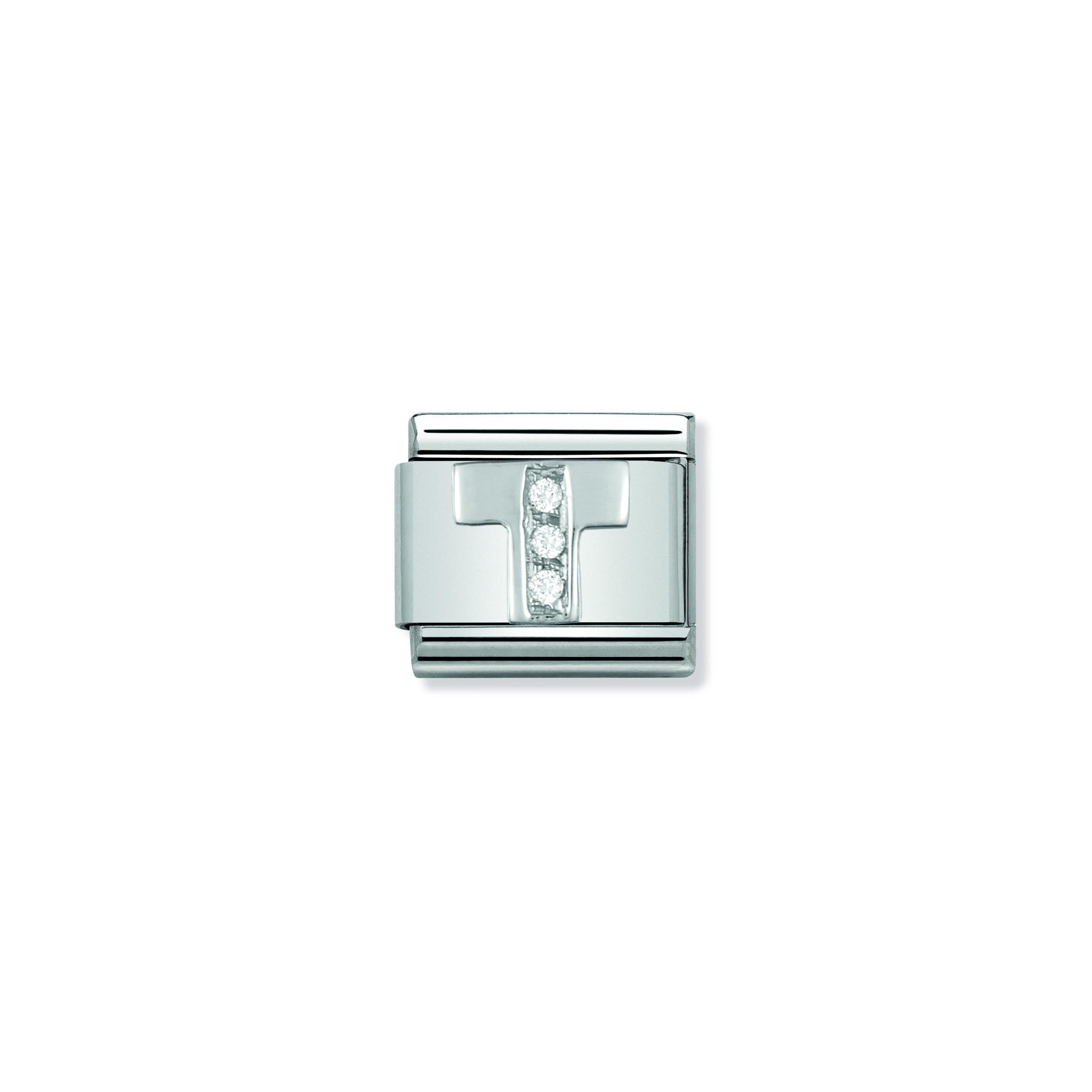 Composable Classic ALPHABETH stainless steel  Cub  zirc and 925 sterling silver (20_T)