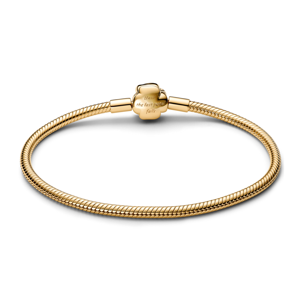 Disney Beauty & The Beast snake chain 14k gold-plated bracelet with rose clasp and holo glittery red enamel