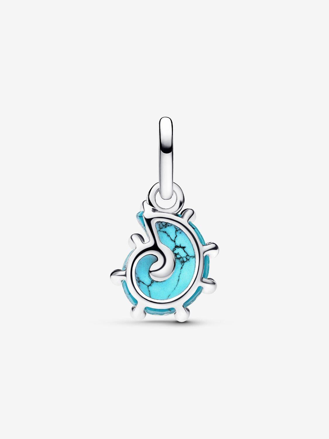 Sea snail sterling silver dangle with capri blue crystal, clear cubic zirconia, imitation turquoise and Murano glass