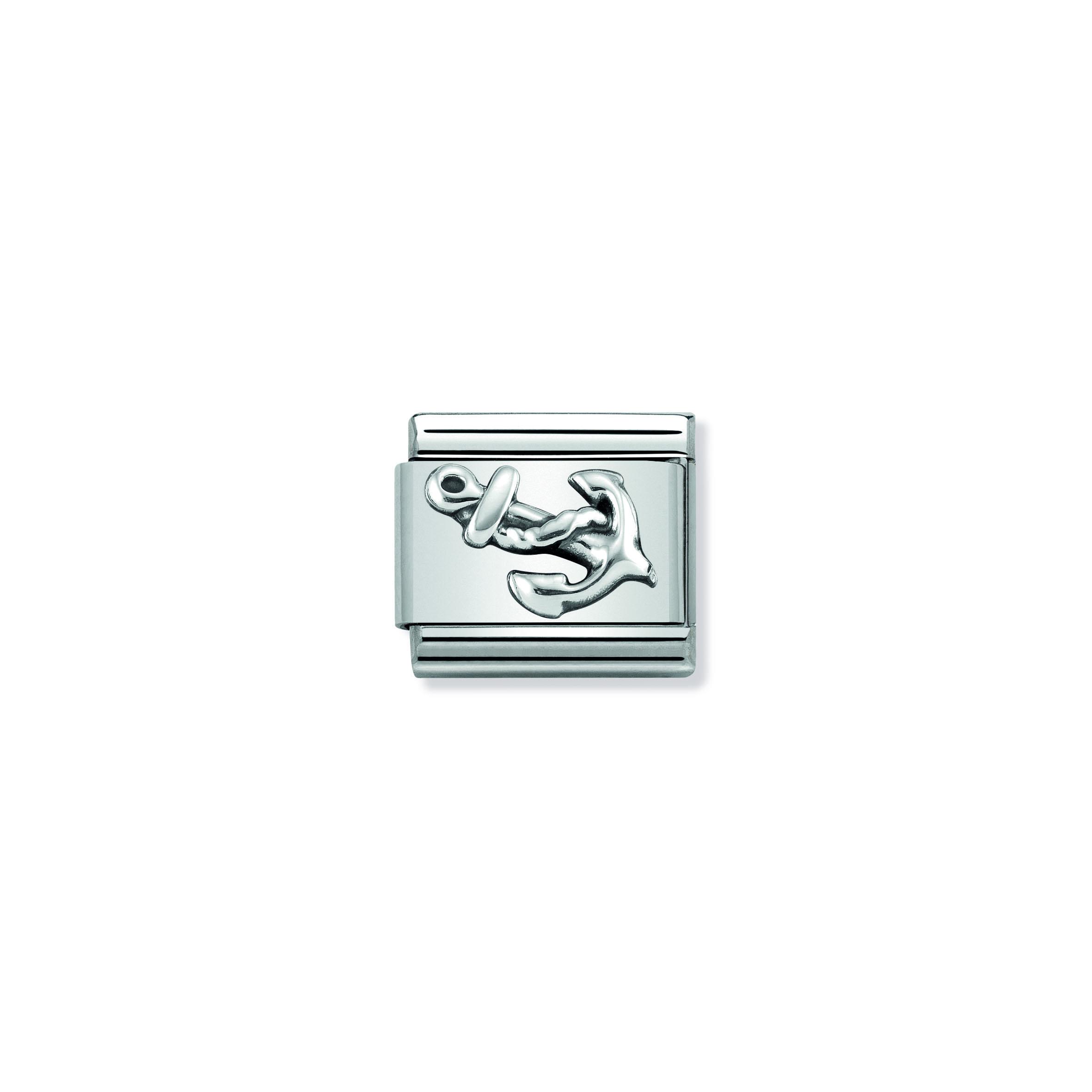 Composable Classic OXIDIZED SYMBOLS in st steel and 925 sterling silver (27_Anchor)