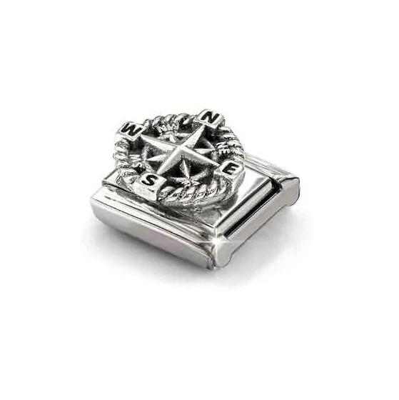 Composable Classic OXIDIZED SYMBOLS in steel and 925 sterling sterling silver Compass