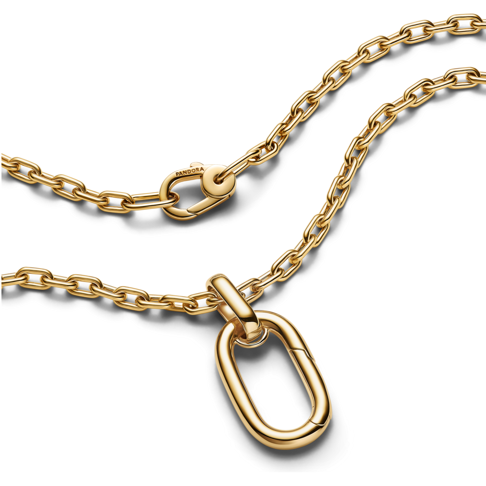 14k gold-plated large openable link pendant necklace