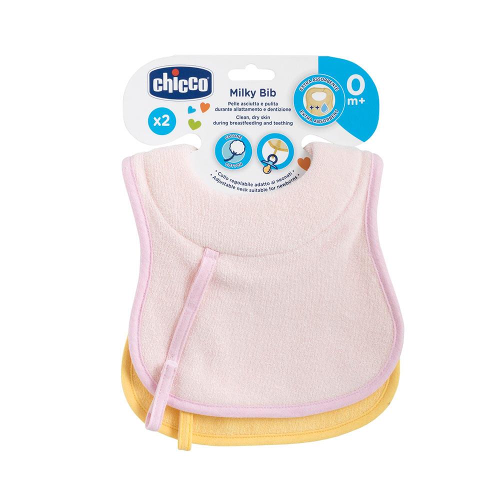 Нагрудник Chicco Milky хлопок для девочек 0м+ 2 шт