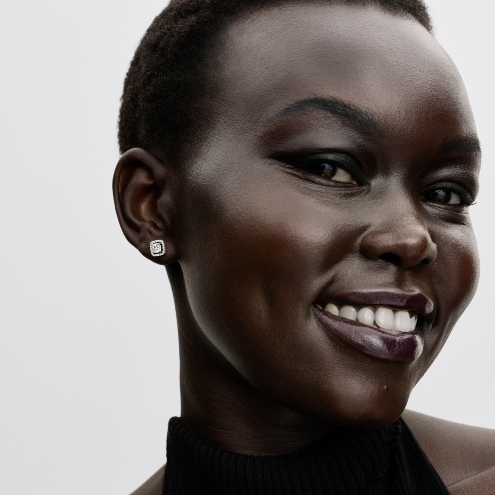 Sterling silver stud earrings with clear cubic zirconia