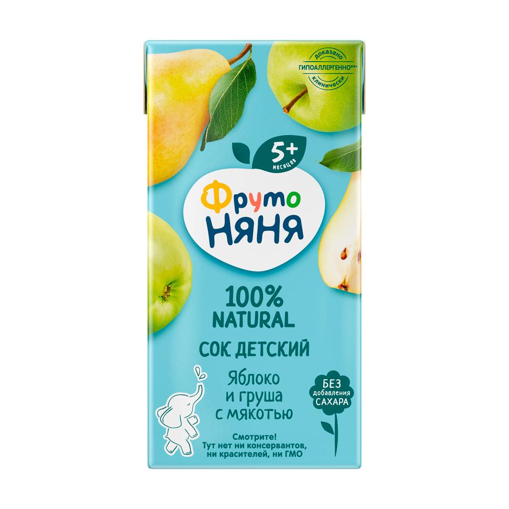 Сок ФрутоНяня яблоко груша с мякотью 5м+ 200 мл