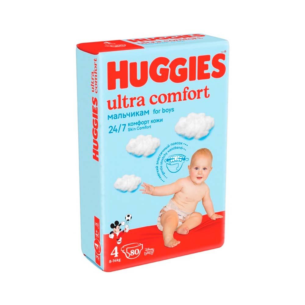 Подгузники Huggies Ultra Comfort для мальчиков размер 4 8-14 кг 80 шт