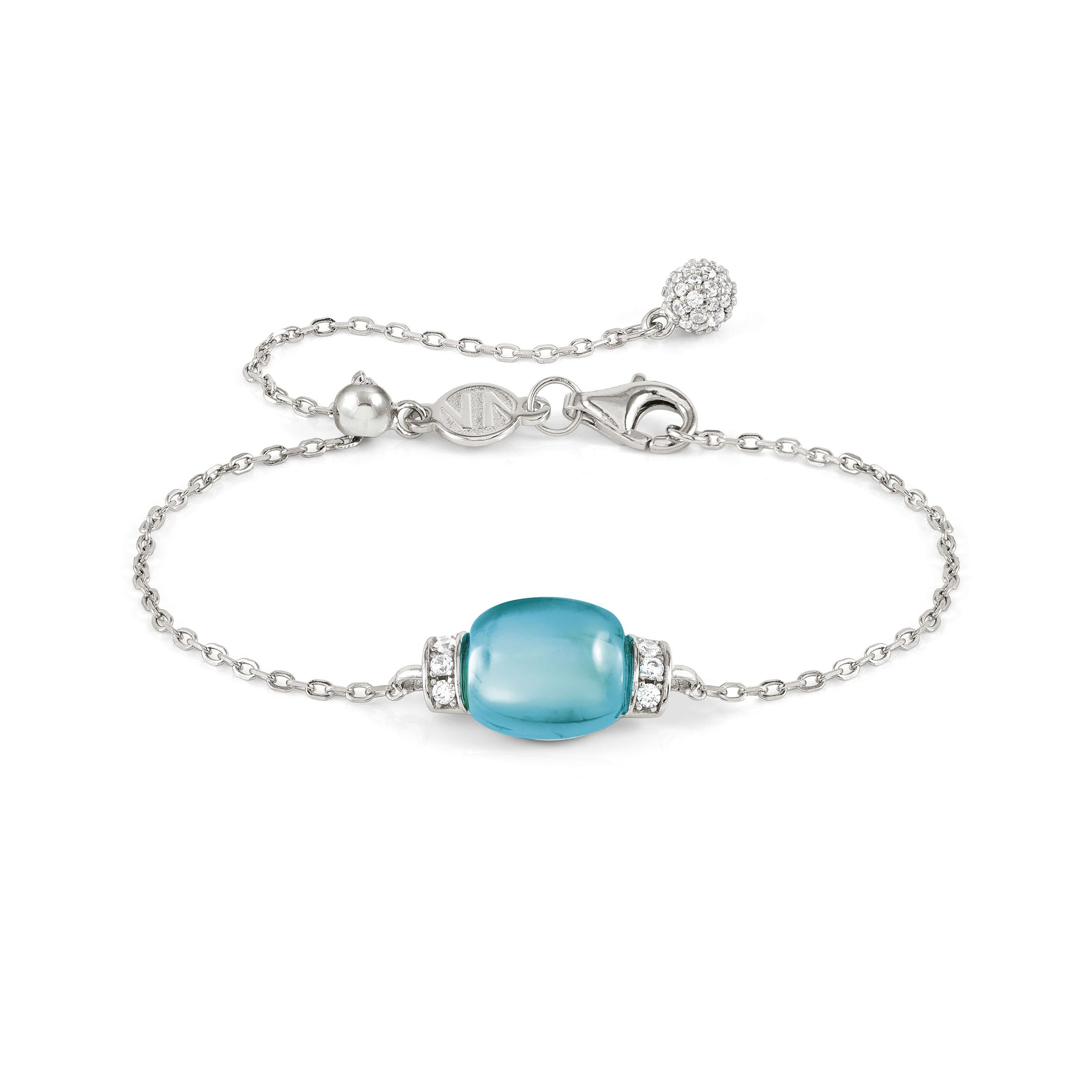 MYRADIANCE bracelet in 925 sterling silver  cz and synthetic stones (042_LIGHT BLUE TOPAZ)