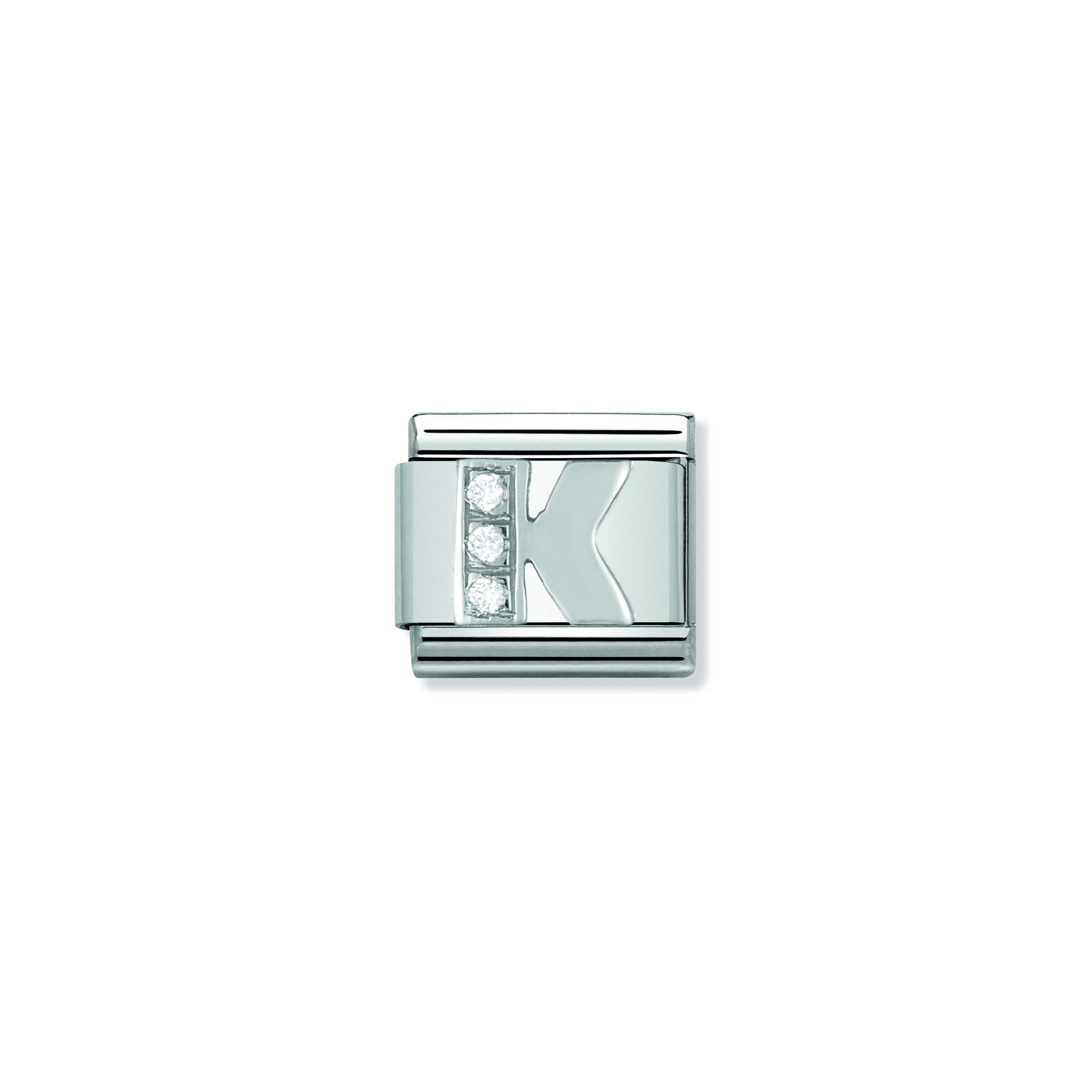 Composable Classic ALPHABETH stainless steel  Cub  zirc and 925 sterling silver (11_K)
