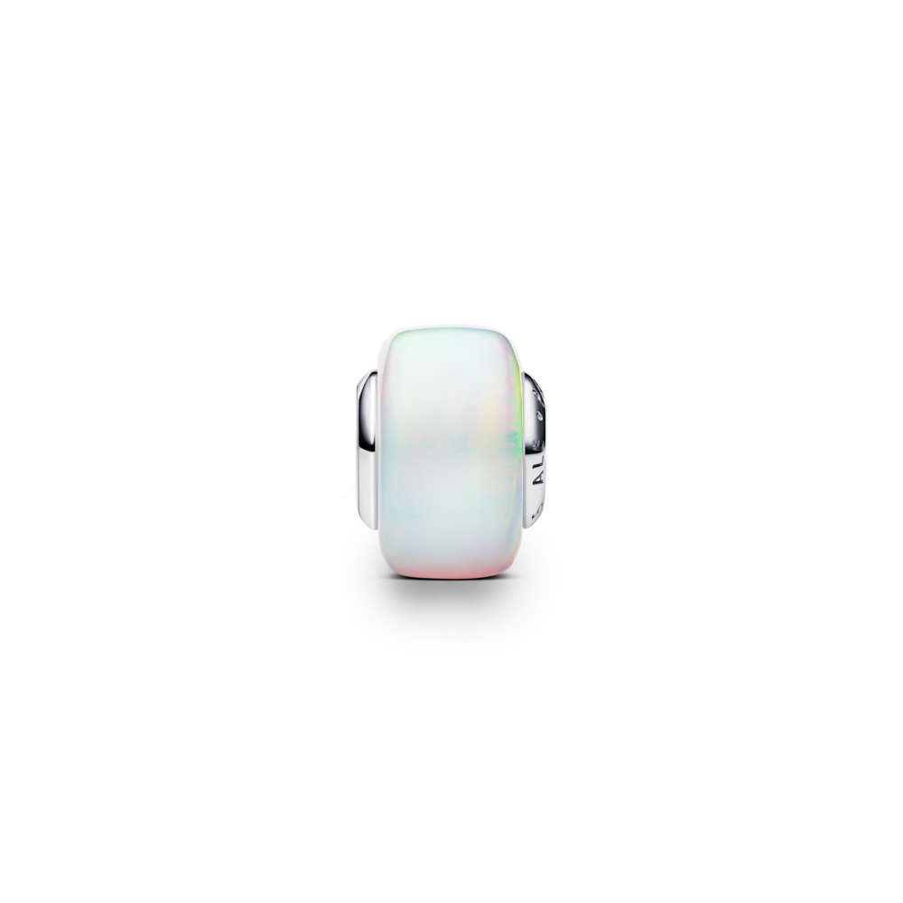 Sterling silver charm with aurora lab-grown opal resin Sterling silver charm with aurora lab-grown opal resin