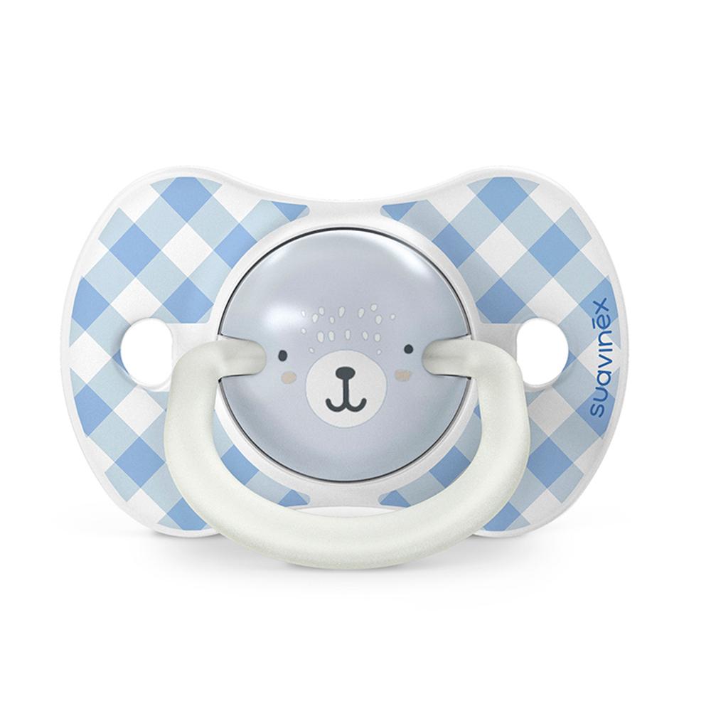 Пустышка ночная Suavinex Wild голубая 6-18м 2шт