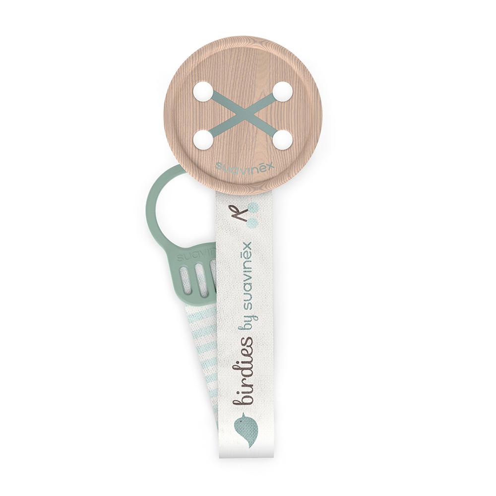 Ленточный держатель для пустышки Suavinex Birdies зеленый Ленточный держатель для пустышки Suavinex Birdies зеленый